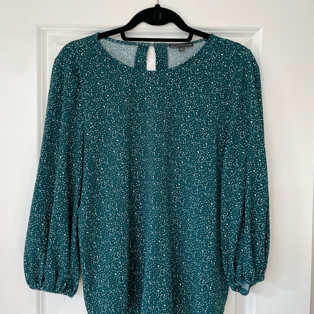 Adrianna Papell Teal Top with White and Black Dots